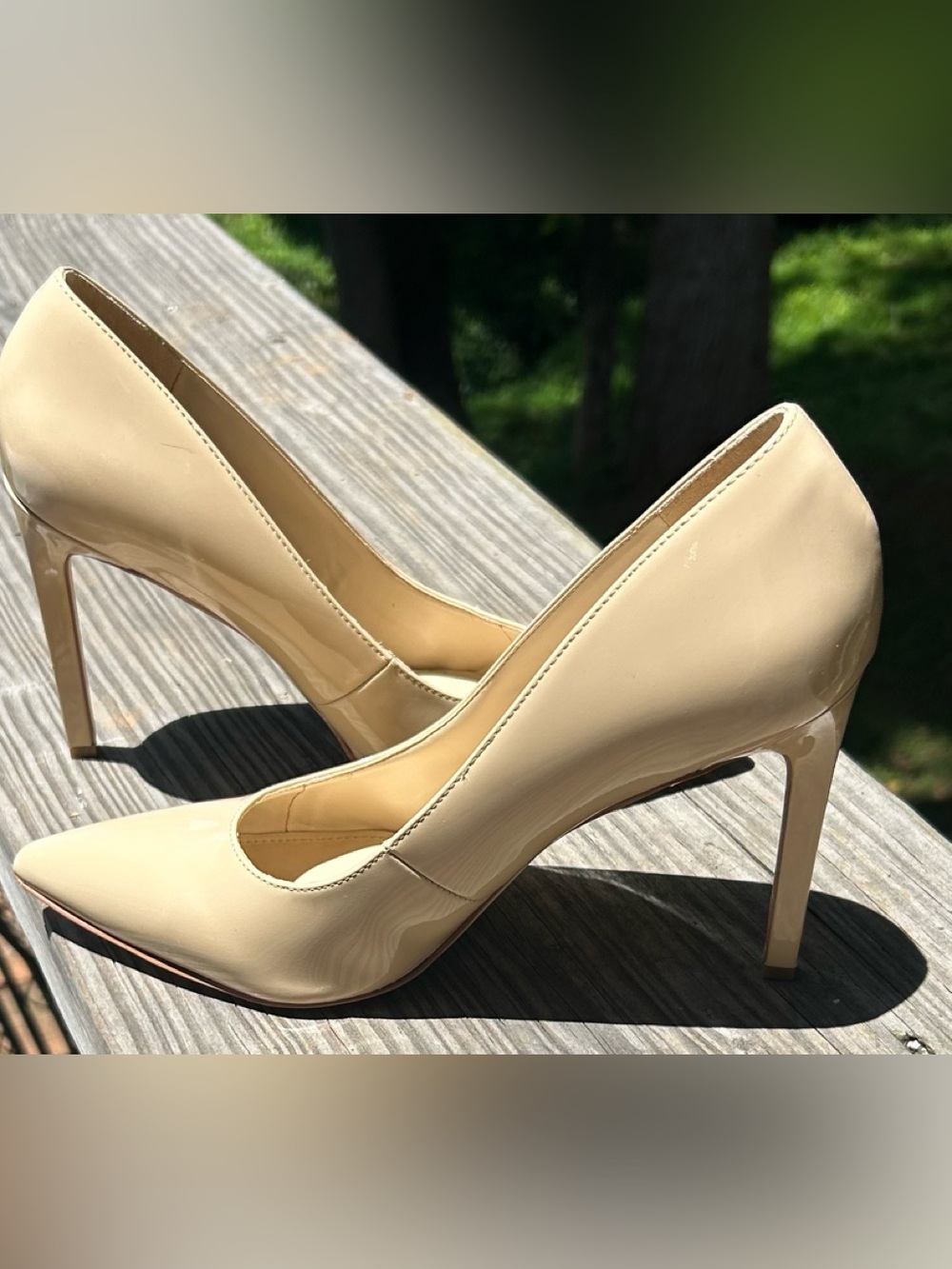 Nine West Classic Nude Patent Pointed-Toe High Heels - Women